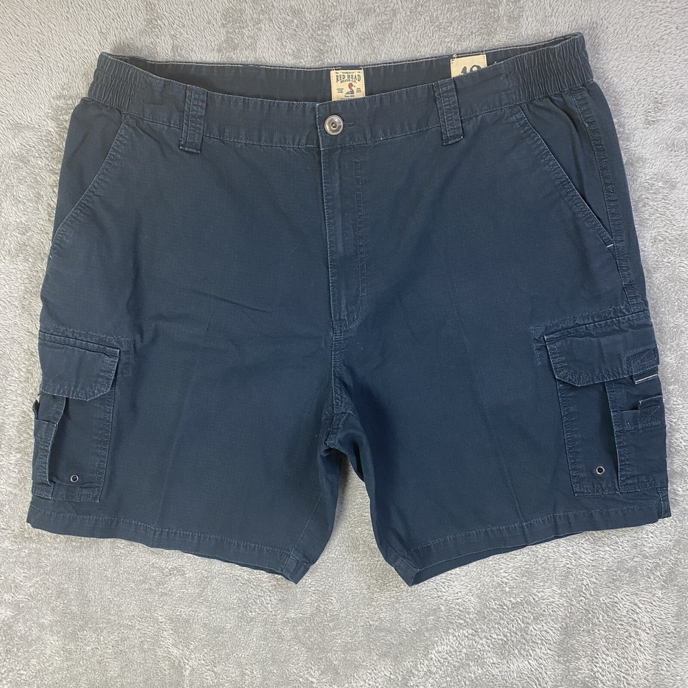 Red Head Shorts Men Cargo Navy Blue Sz 42 Flex Waist 100% Cotton Ripstop Utility